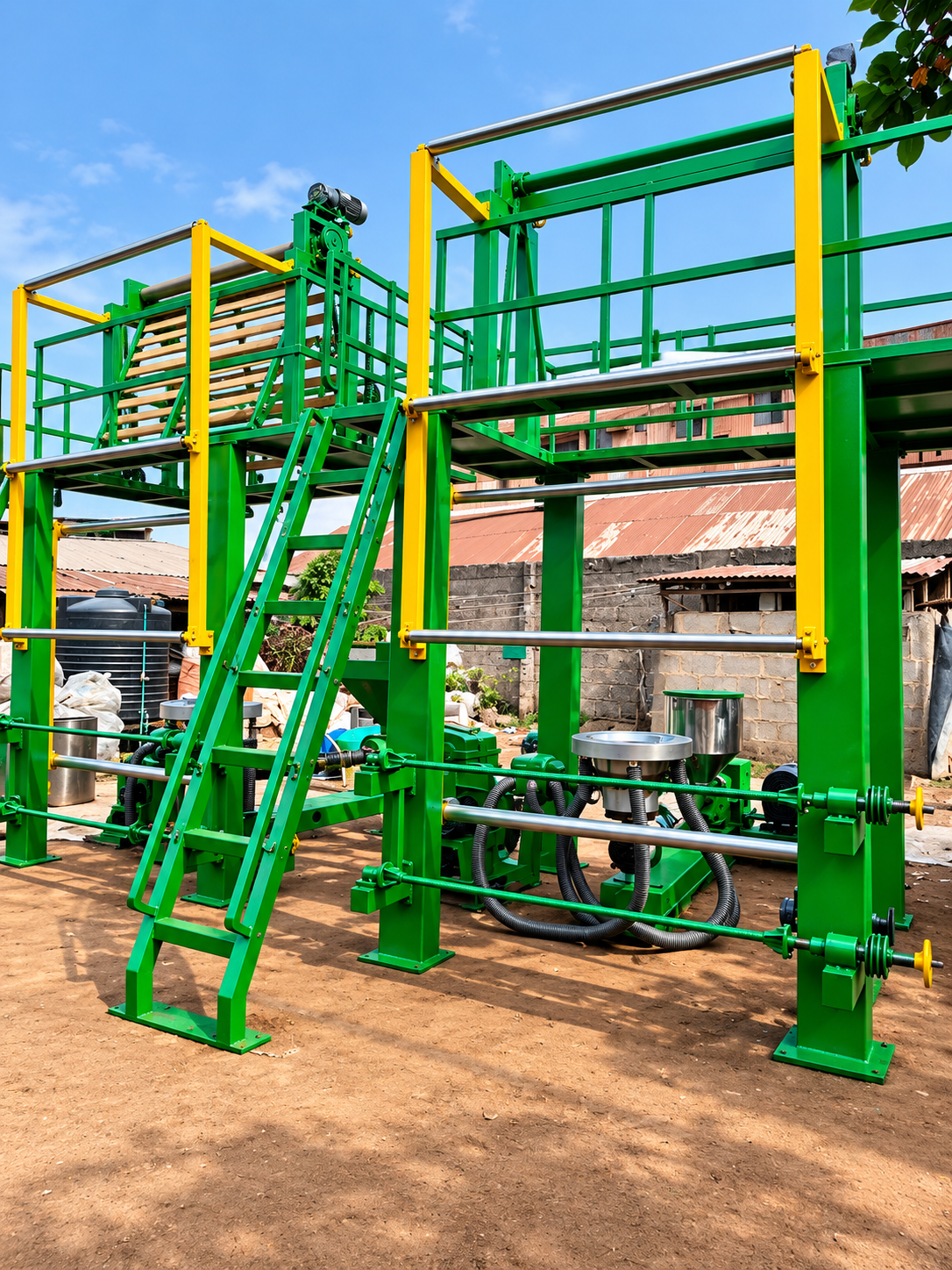 Green-and-Yellow Industrial Roller Machine